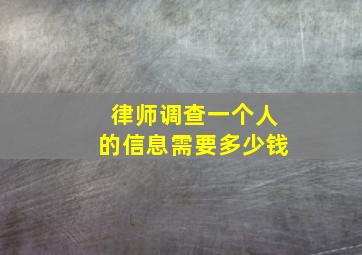 律师调查一个人的信息需要多少钱