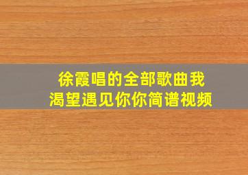 徐霞唱的全部歌曲我渴望遇见你你简谱视频