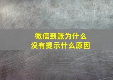 微信到账为什么没有提示什么原因