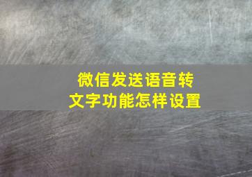 微信发送语音转文字功能怎样设置