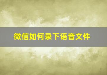 微信如何录下语音文件