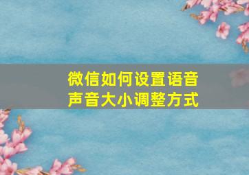 微信如何设置语音声音大小调整方式