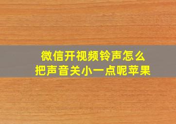 微信开视频铃声怎么把声音关小一点呢苹果