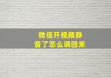 微信开视频静音了怎么调回来