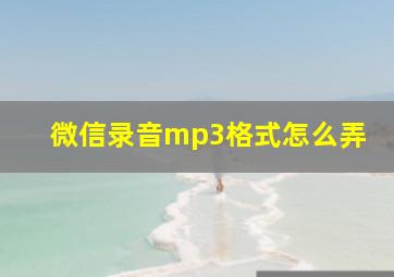 微信录音mp3格式怎么弄