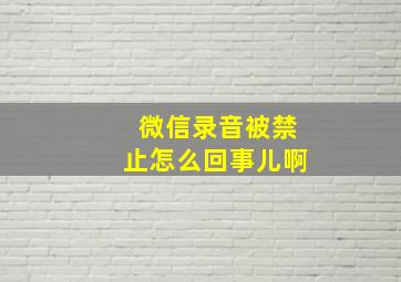 微信录音被禁止怎么回事儿啊