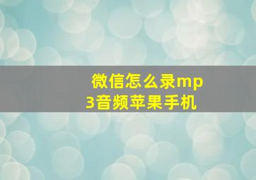 微信怎么录mp3音频苹果手机