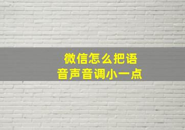 微信怎么把语音声音调小一点