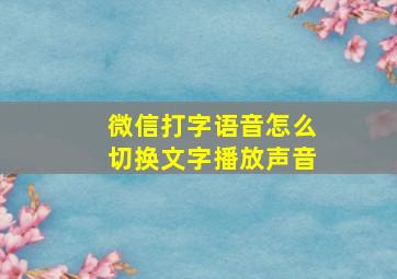 微信打字语音怎么切换文字播放声音