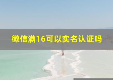 微信满16可以实名认证吗