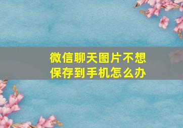 微信聊天图片不想保存到手机怎么办