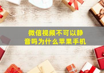 微信视频不可以静音吗为什么苹果手机