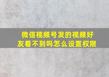 微信视频号发的视频好友看不到吗怎么设置权限