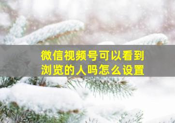 微信视频号可以看到浏览的人吗怎么设置