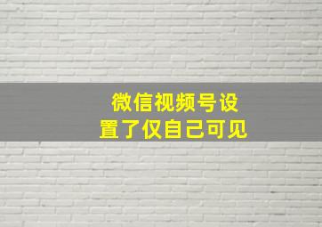 微信视频号设置了仅自己可见