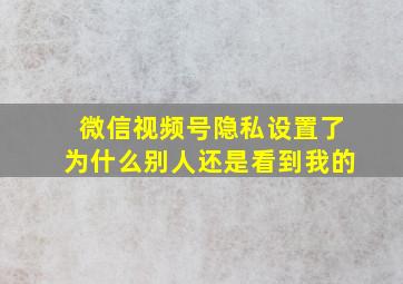 微信视频号隐私设置了为什么别人还是看到我的