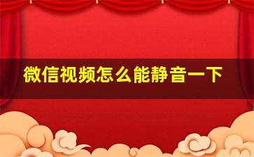 微信视频怎么能静音一下