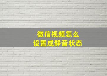 微信视频怎么设置成静音状态