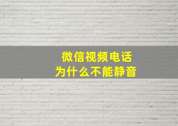 微信视频电话为什么不能静音