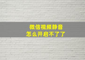 微信视频静音怎么开启不了了