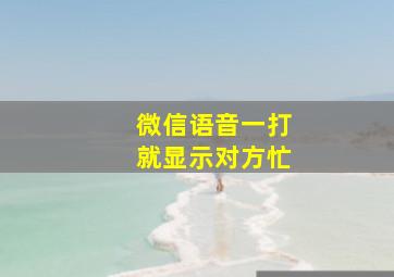 微信语音一打就显示对方忙