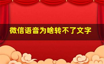 微信语音为啥转不了文字