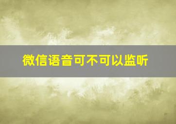 微信语音可不可以监听