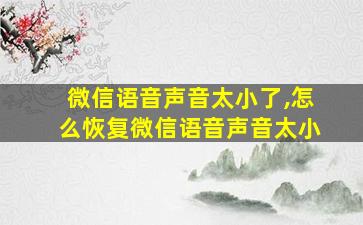 微信语音声音太小了,怎么恢复微信语音声音太小