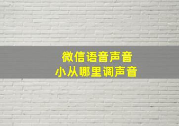 微信语音声音小从哪里调声音