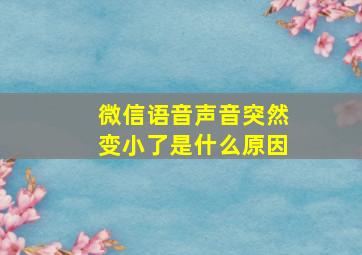 微信语音声音突然变小了是什么原因