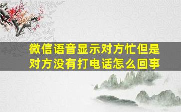 微信语音显示对方忙但是对方没有打电话怎么回事