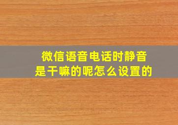 微信语音电话时静音是干嘛的呢怎么设置的