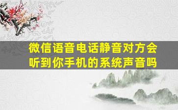 微信语音电话静音对方会听到你手机的系统声音吗