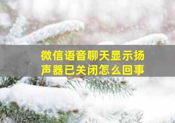 微信语音聊天显示扬声器已关闭怎么回事