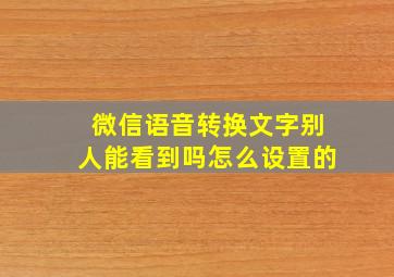 微信语音转换文字别人能看到吗怎么设置的