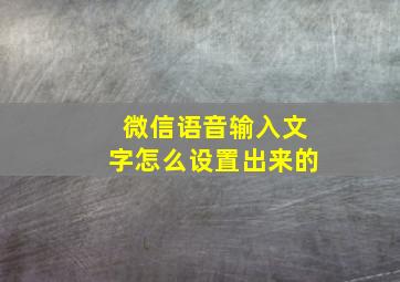 微信语音输入文字怎么设置出来的