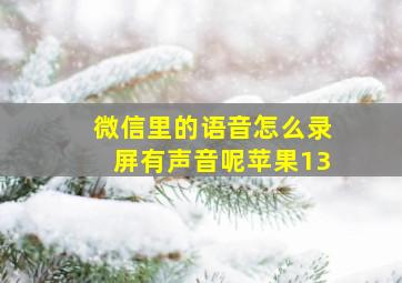 微信里的语音怎么录屏有声音呢苹果13