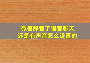 微信静音了语音聊天还是有声音怎么设置的