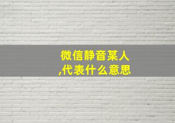 微信静音某人,代表什么意思