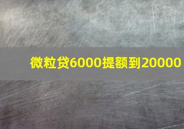 微粒贷6000提额到20000