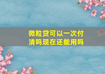 微粒贷可以一次付清吗现在还能用吗