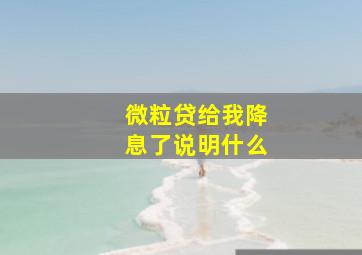 微粒贷给我降息了说明什么