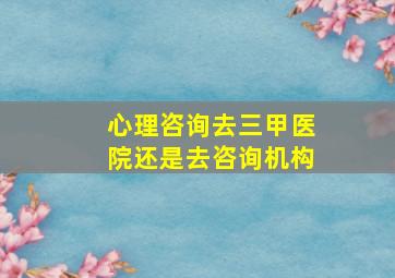 心理咨询去三甲医院还是去咨询机构