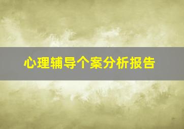 心理辅导个案分析报告