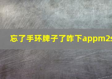 忘了手环牌子了咋下appm2s