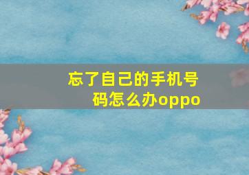 忘了自己的手机号码怎么办oppo