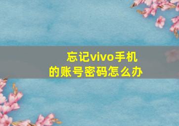 忘记vivo手机的账号密码怎么办