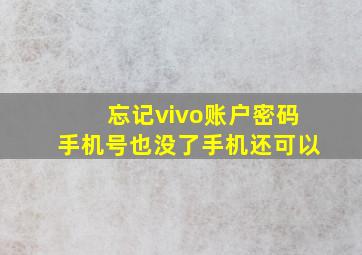 忘记vivo账户密码手机号也没了手机还可以