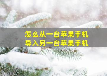 怎么从一台苹果手机导入另一台苹果手机