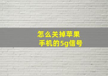 怎么关掉苹果手机的5g信号